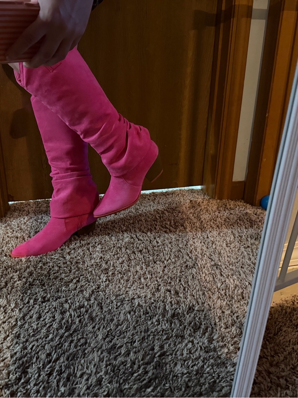 Women's Pink Suede Boots - Picture 5 of 6